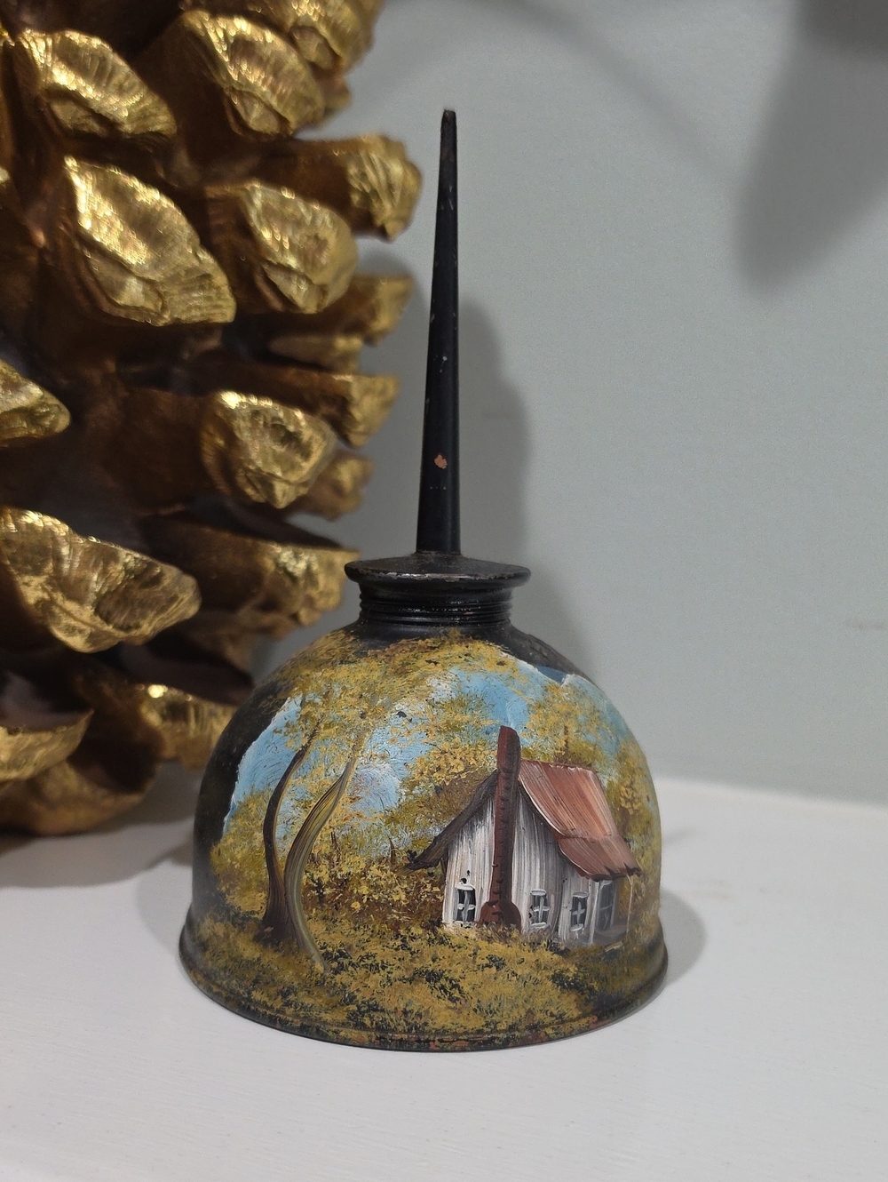 Hand-Painted Rustic Oil Can